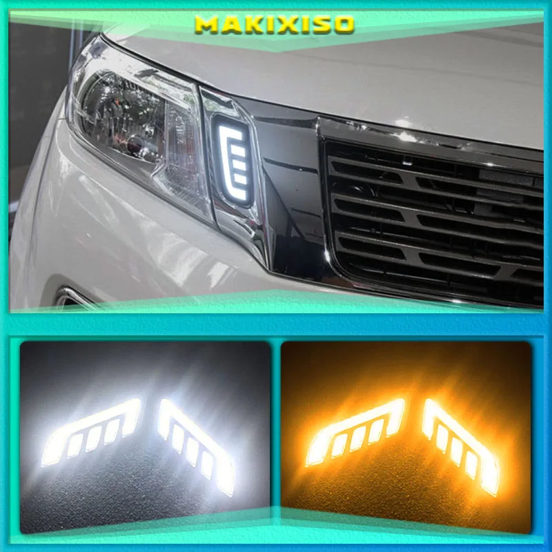 

1Set DRL Daytime Running Lights mask grille LED lamp with turning signal For Nissan NAVARA NP300 D23 2015 2016 2017 2018 2019