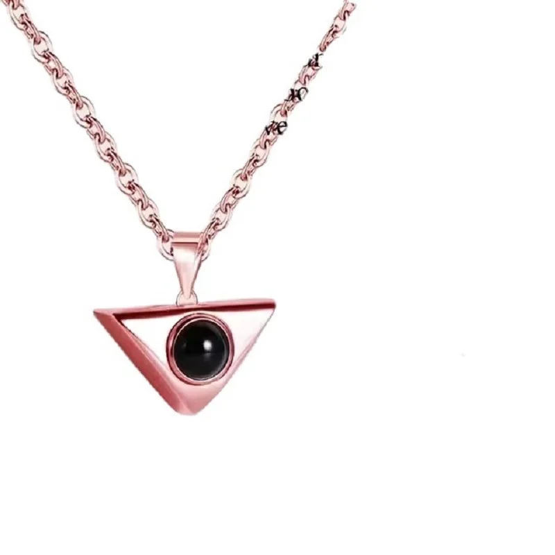 Simple Triangle Necklaces Couples Custom Photo Projection Necklace Pendant Choker Valentine's Day Xmas Accessories Jewelry Gift