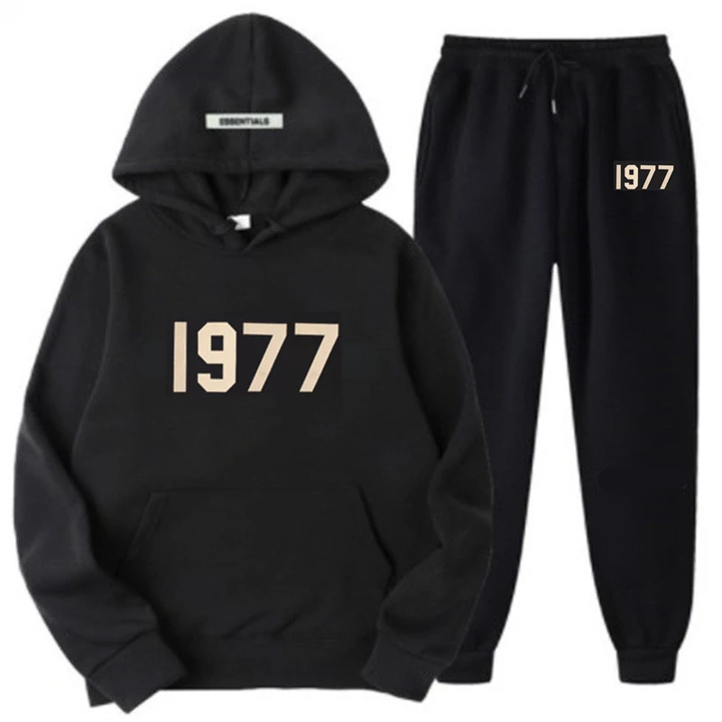 

ESSENTIALS hoodie set for men and women fashion brand High street loose fleece Autumn winter warm number 1977 hoodie two-piece