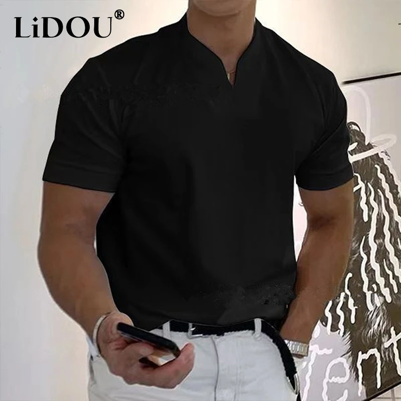 

Summer Solid Color Fashion Fitness Casual Pullover Man Simple Loose Men's T-shirts Short Sleeve Trend Top Sports Male Clothes