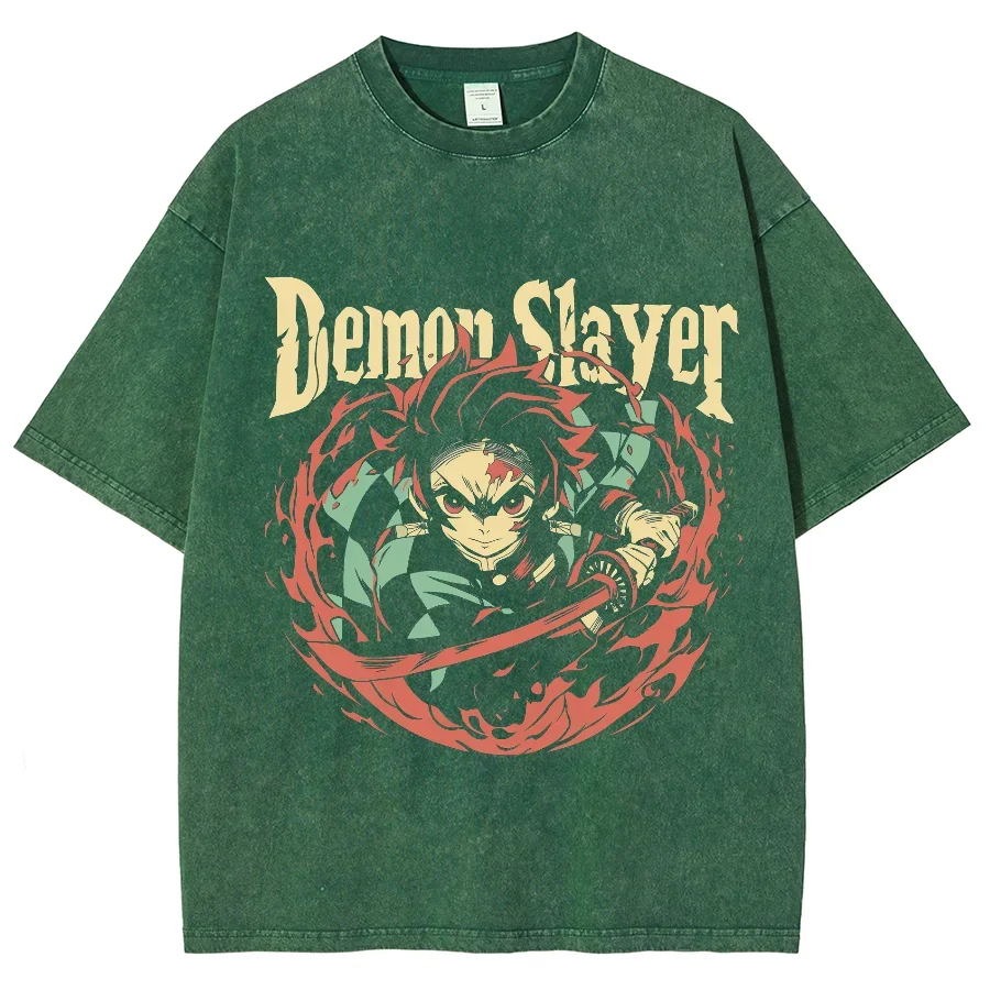 Футболка оверсайз с аниме рассекающий демонов уличная одежда в стиле хип-хоп