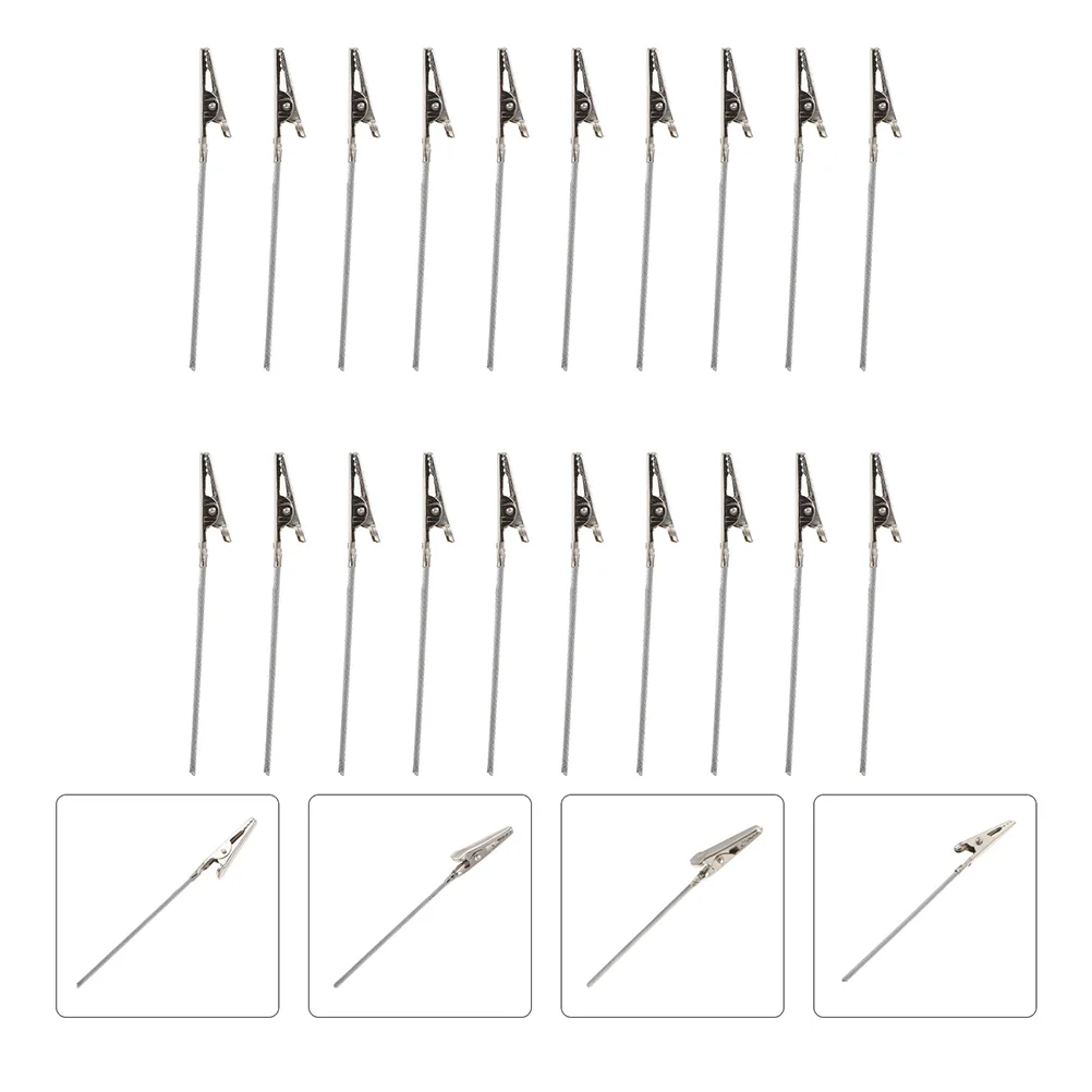 

60 Pcs Wire Rope Alligator Memo Message Holders Stainless Steel Office Cards