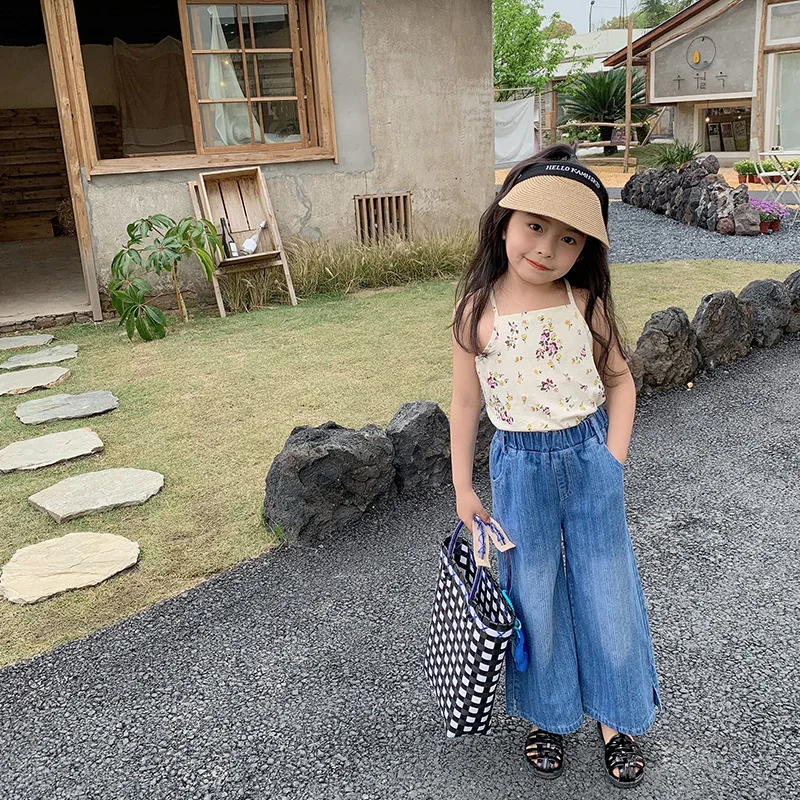 

Girls Suspenders 2022 Summer New Korean Small Floral Children's Foreign Style Backless Vest Tide