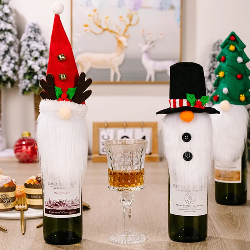 

Рождественская Пылезащитная Крышка для винных бутылок, рождественские украшения для дома, Рождественская деревянная подвеска, новый год ...