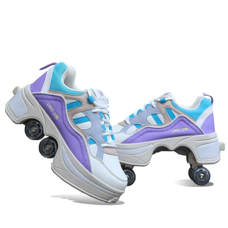 New Four-Wheel Invisible Heelys Transformative Shoes the Skating Double-Row Roller Skates Delivery tool for free-Tire