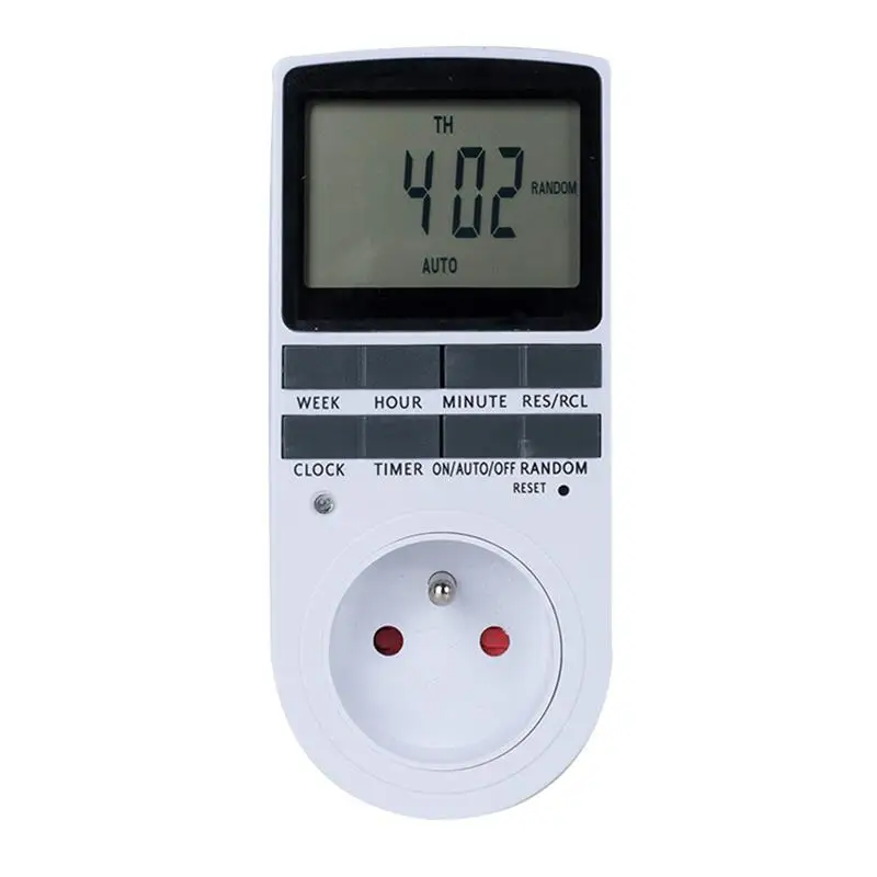 

Digital Timer Switch Plug Kitchen Timer Outlet 230V 50HZ 12/24 Hour Programmable Timing Socket EU Plug France Standard