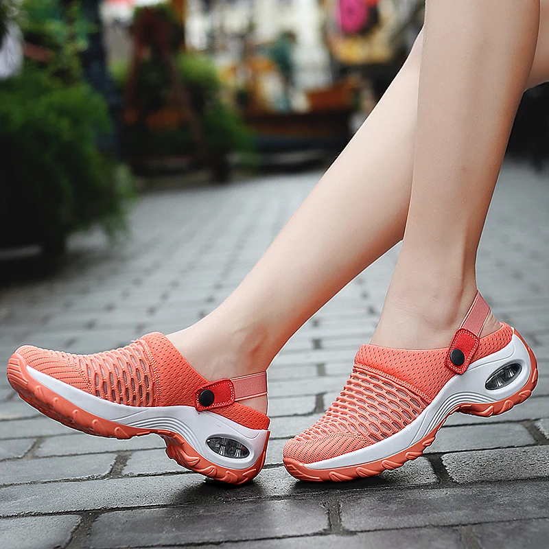 Women's Platform Sandals Fashion Breathable Home Beach Shoes Air Cushion Walking Shoes Lightweight Non-slip