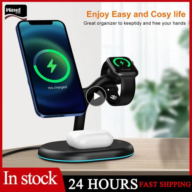 

Cool Led Indicate Light Quick Charging Dock Station Touch Control Qi Wireless Chargers Stand Dock For Travel Magnetic Portable