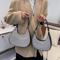 luxury half moon womens underarm shoulder bag 2022 shining diamond tote bag female large casual crossbody bag for women handbag