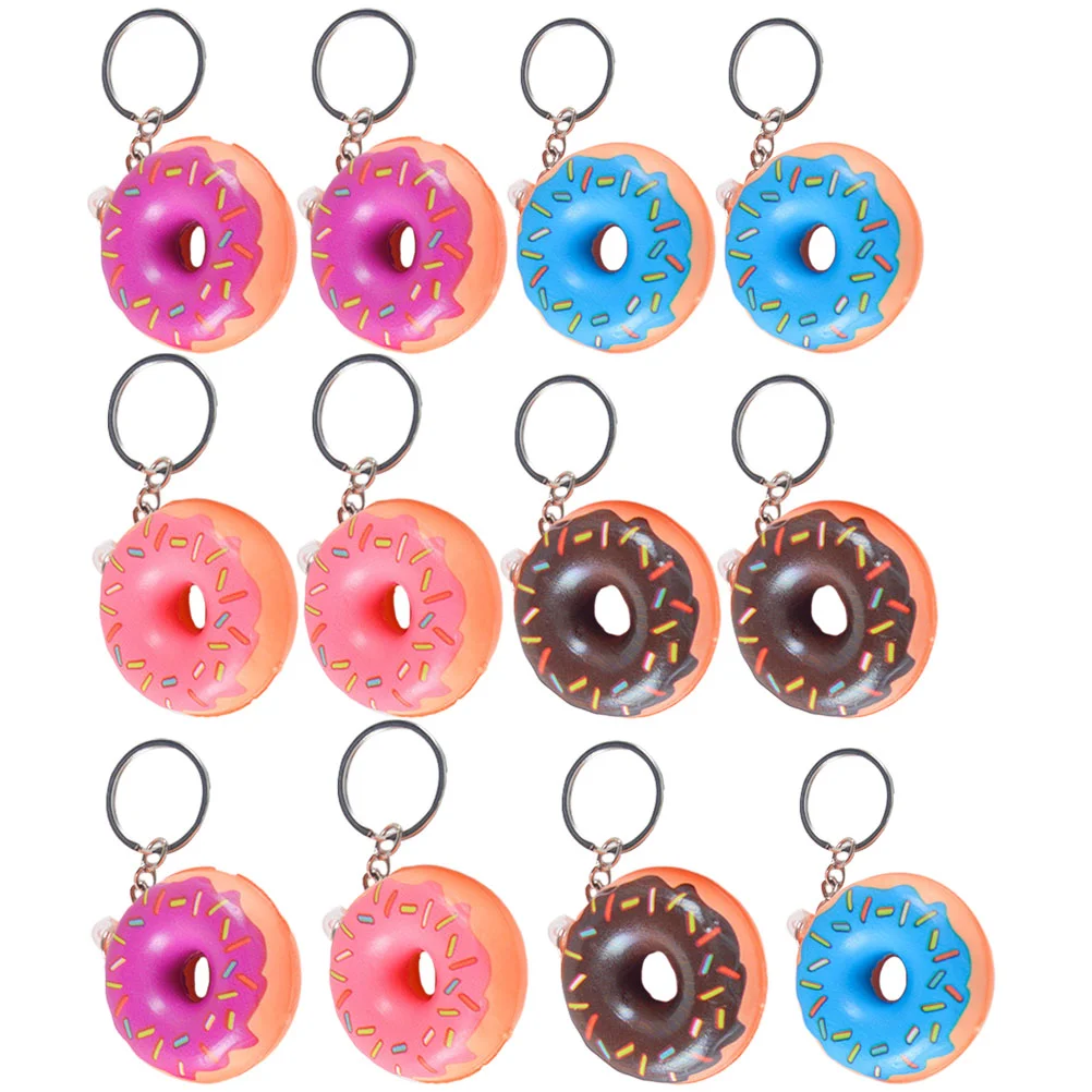 

12 Pcs Donut Keychain Pendant Car Decor Wallet Festival Metal Bag Pendants Child Kids