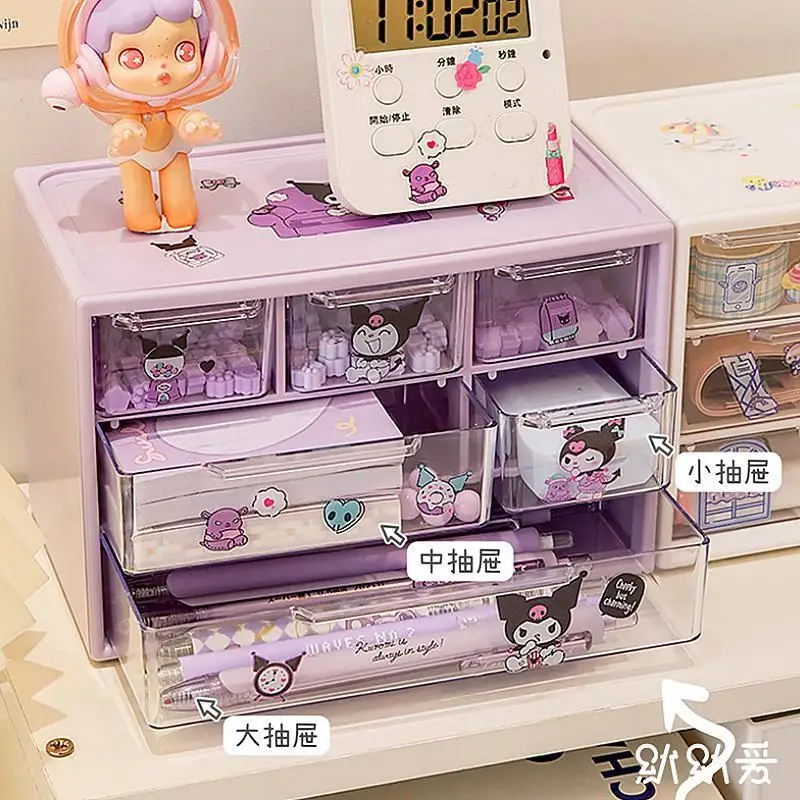 

New Cartoon Sanrio Nine Compartment Storage Box Small Objects Desktop Drawer Storage Box Cute Jewelry Stationery Storage Boxes