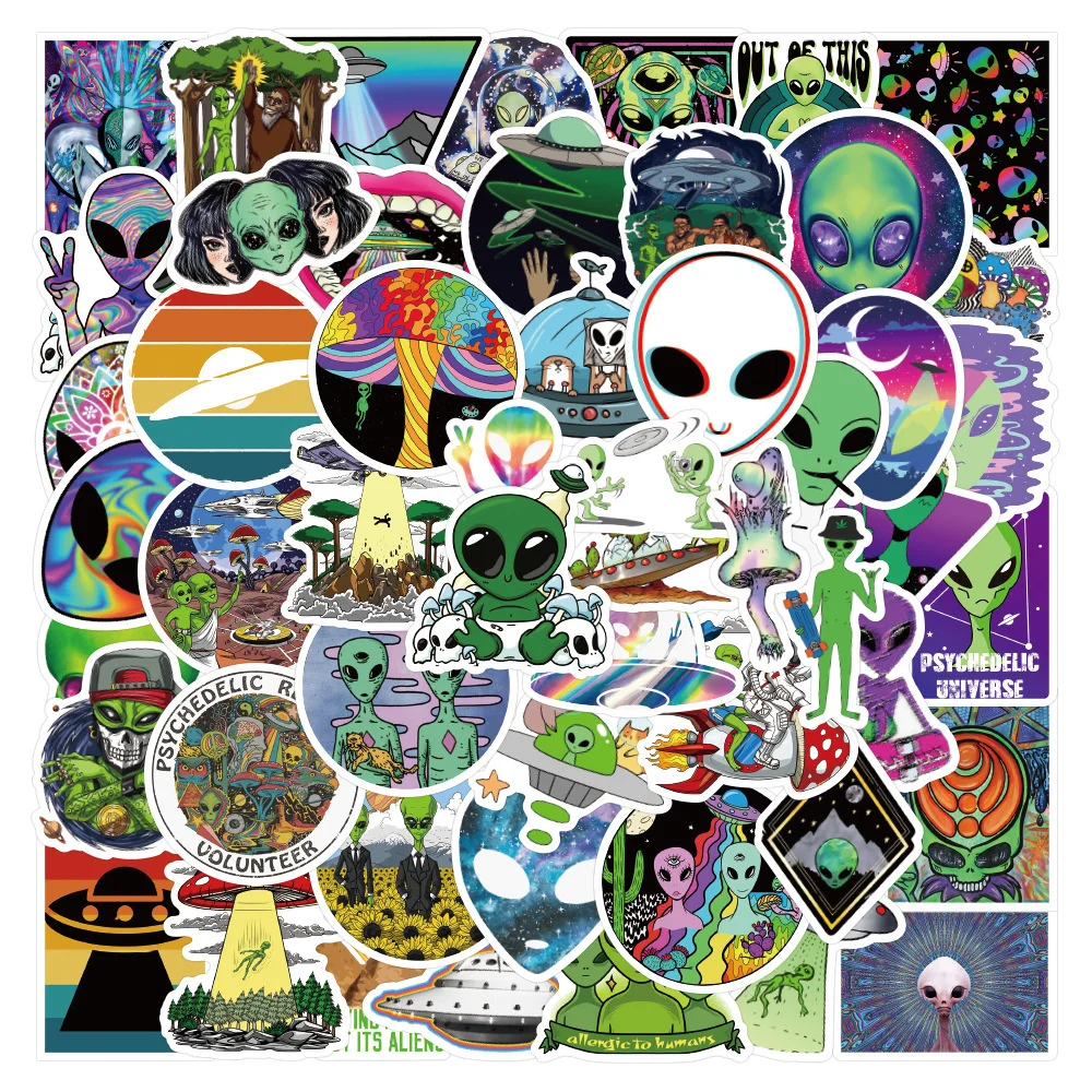 

10/30/50PCSEliens Alien Cartoon Graffiti Stickers Motorcycle Luggage Notebook Mobile Phone Refrigerator Stickers Wholesale