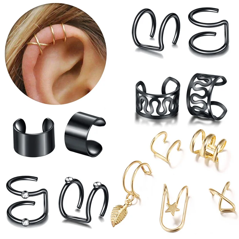 

Серьги-клипсы для женщин и мужчин, ювелирные украшения с листьями золотого цвета, без пирсинга, Поддельные бриллианты