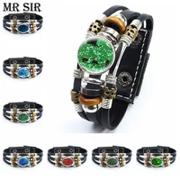 computer circuit board leather bracelet glass cabochon snap button bracelets bangles multilayer wristband gifts punk jewelry