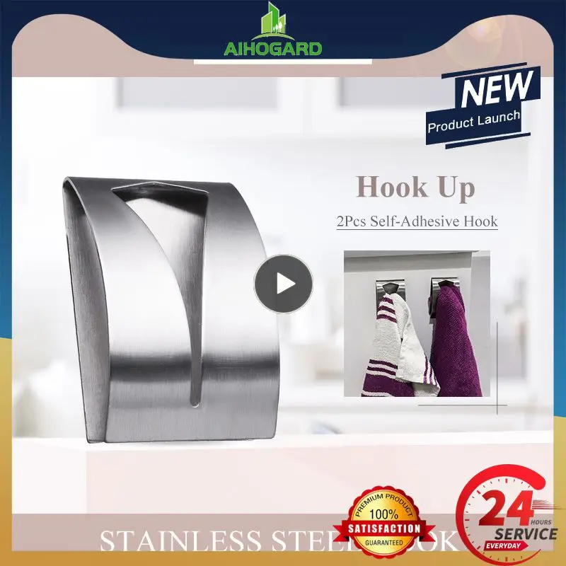 Holder Handle Hooks Chrome-plated Self-adhesive Kitchen Cloth Clip