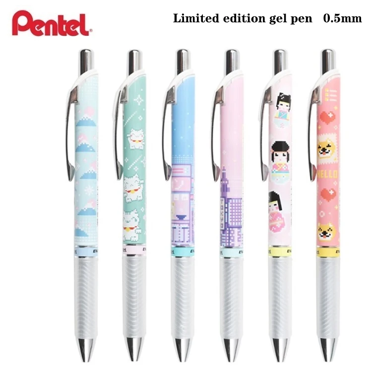 Japan Pentel Gel Pen BLN75 Kawaii Limited Tokyo Story Mosaic Pixel Wind Speed Dry Black Ballpoint Pen 0.5mm Cute Stationery