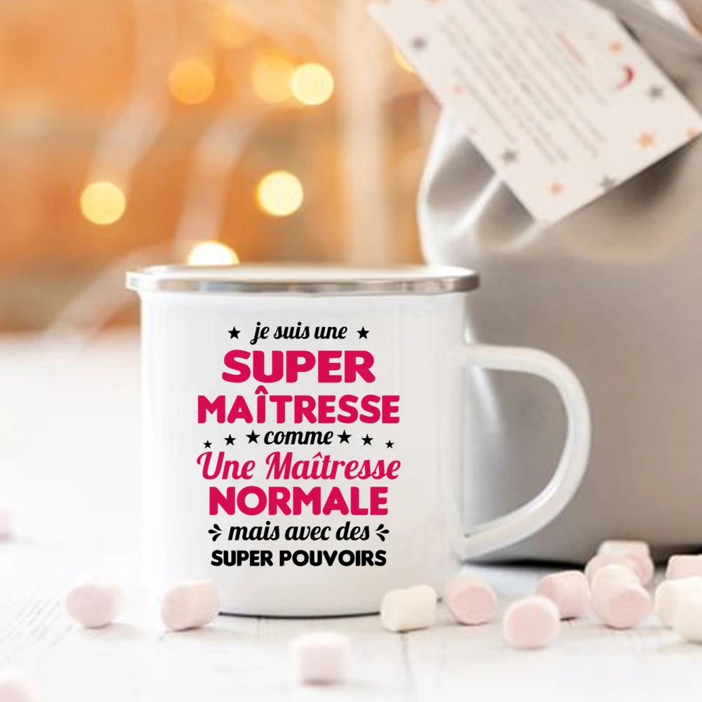 Super Maîtresse of The Year Оригинальный подарок хозяйки Эмалированная кружка Идея подарков