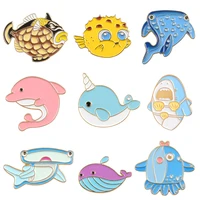 cute pet cute and playful seabed exquisite small fish seahorse dolphin brooch micro chapter collar pin buckle pin lapel pins