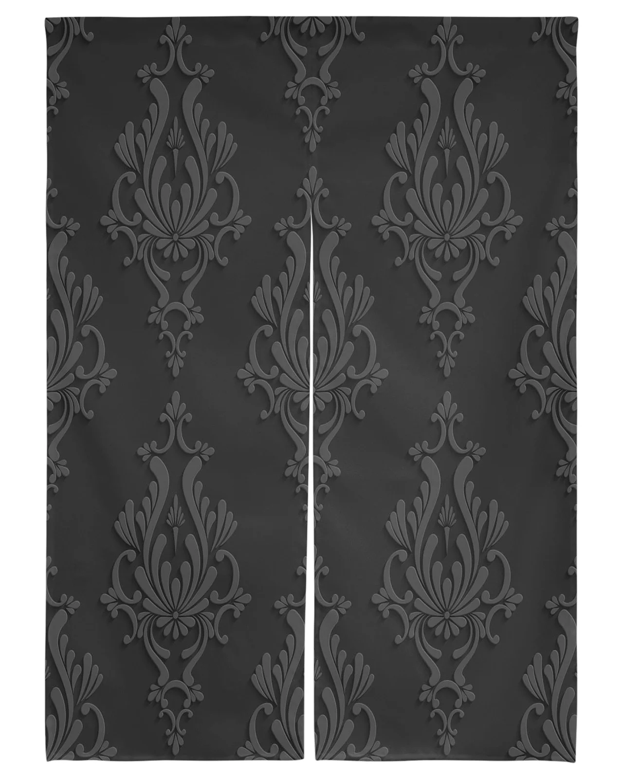 

Flowers Black Pattern Art Door Curtain Japanese Partition Kitchen Decorative Drapes Entrance Hanging Half-curtain