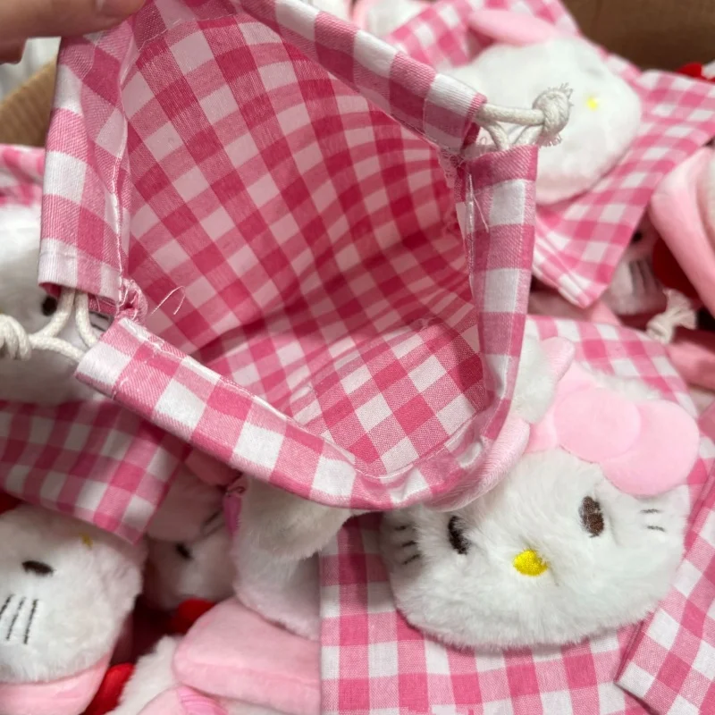 Милый клетчатый кошелек hello kitty с бантом и шнурком сумка для хранения косметики