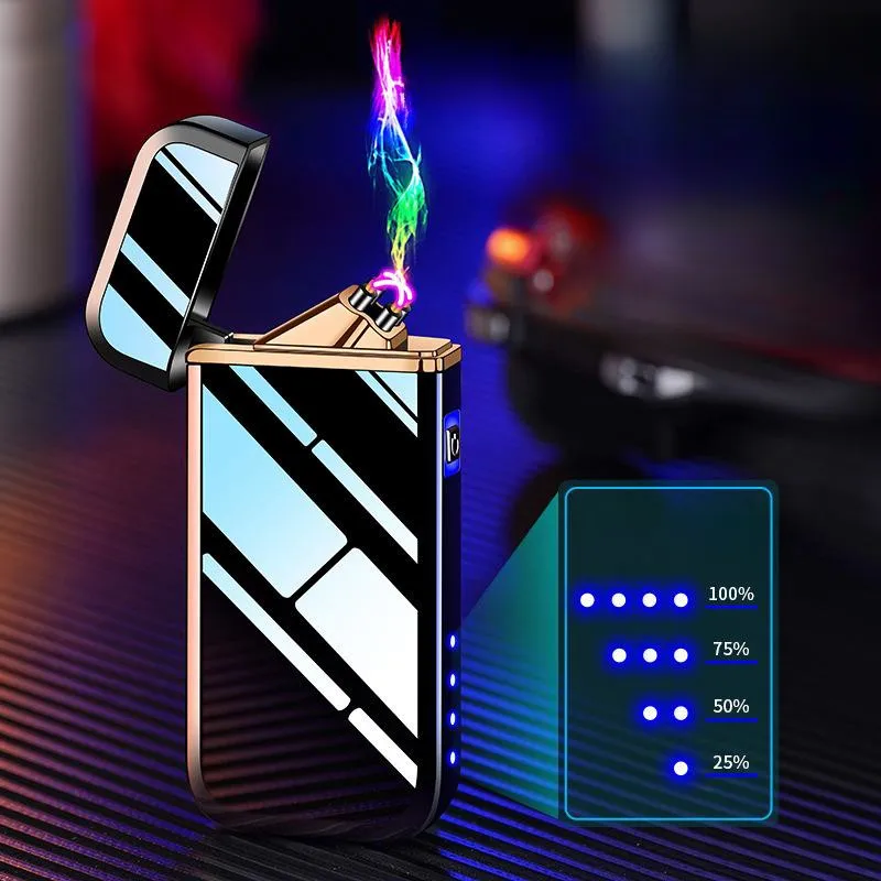 

Dual Arc Windproof Pulse Flameless Boutique Men's Lighters Digital Power Display High Quality Business Gift Type-c Charging