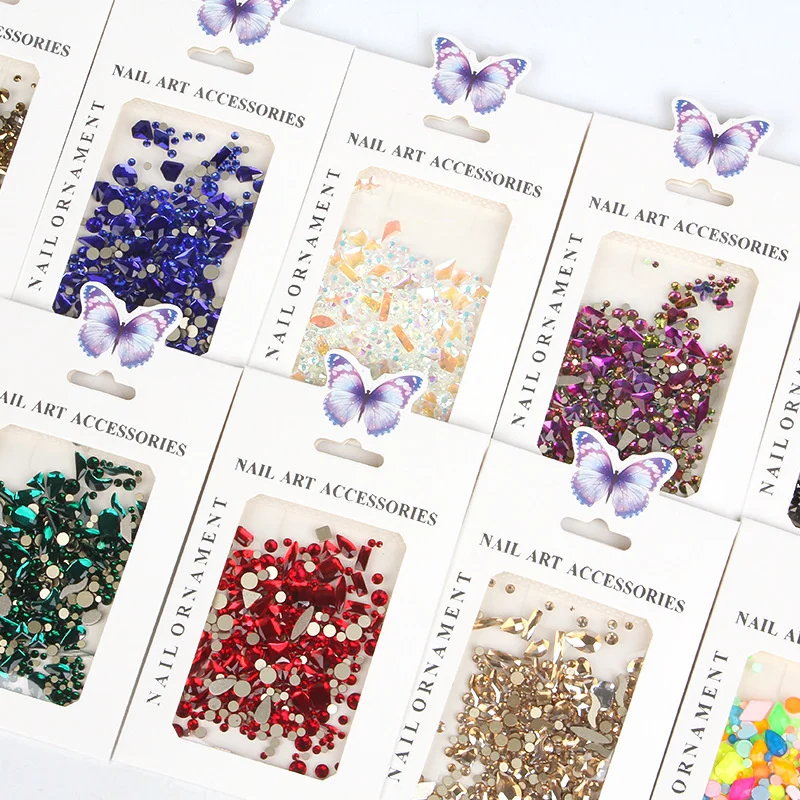 

430/100pcs Mix Colorful Crystal Nail Rhinestone Ornament Flatback Gems Strass For Nail Art Decoration Glitter Nail Round Diamond