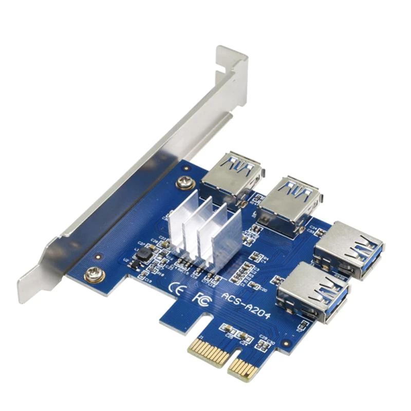 

4-Port PCI-E to USB 3.0 Express Card Connector with SATA Power Connector Splitter Cable PCIE Extender Card Board Mining