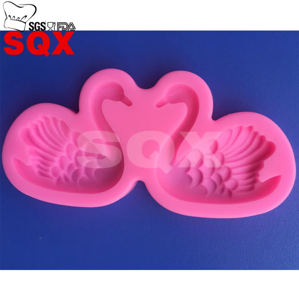 

2 Pcs / set Swan Silicone Mold Cake Mould Sugar Craft Fondant Cake Decorating Tools Embossed Mold Baking Tool MR87