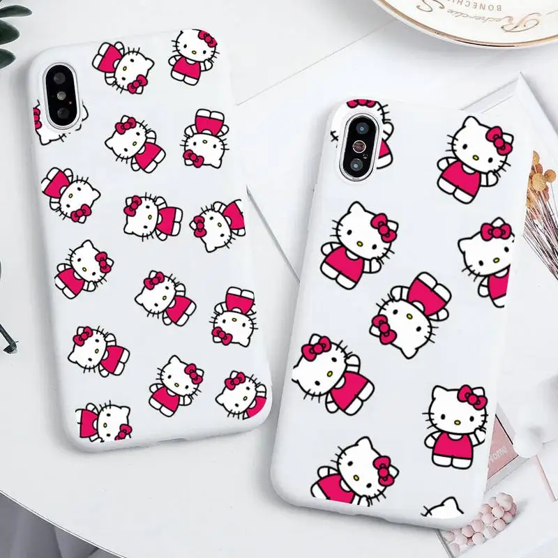 

Hello Kitty My Melody Phone Case For iphone 13 12 11 Pro Max Mini XS 8 7 6 6S Plus X SE 2020 XR Candy white Silicone cover