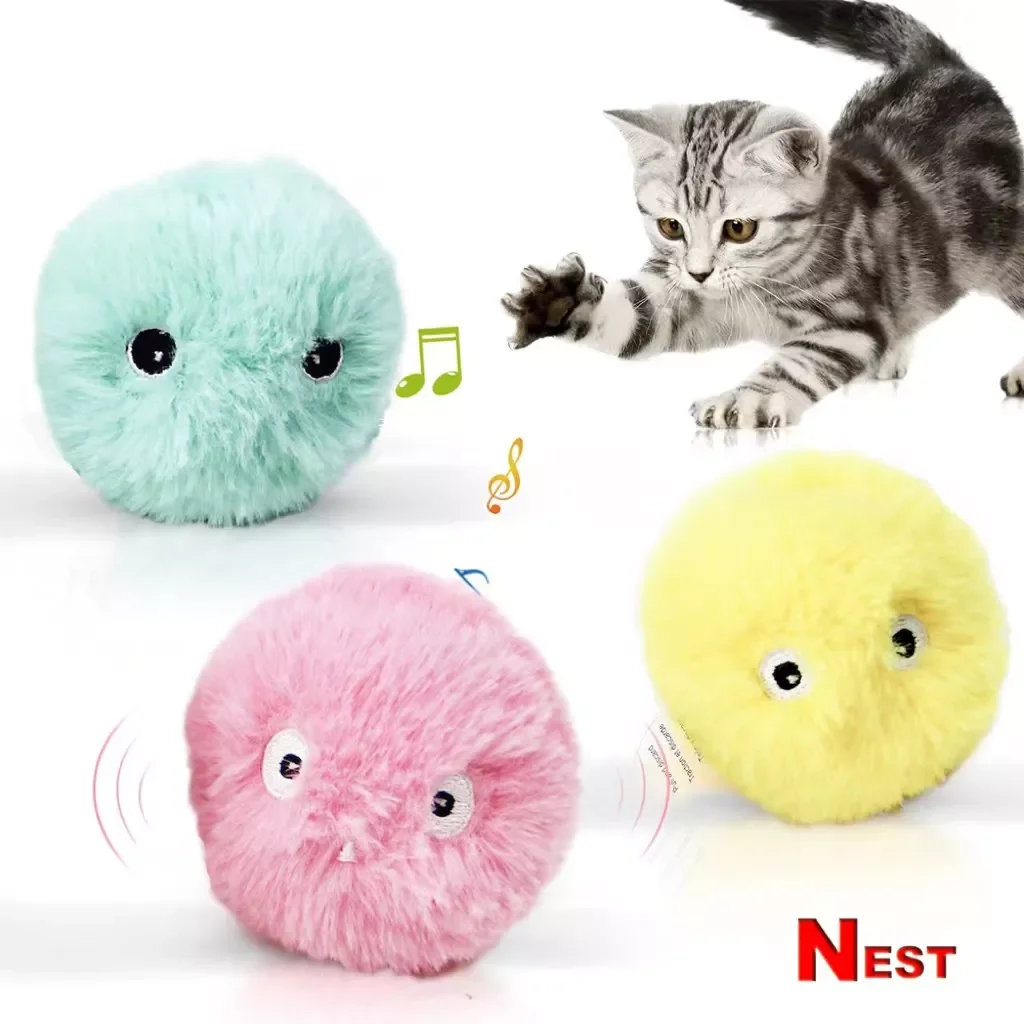 

Fleece Smart Cat Toys Interactive Ball with Catnip Cat Training Squeaky Fidget Toys Cats Products for Petscat accessories