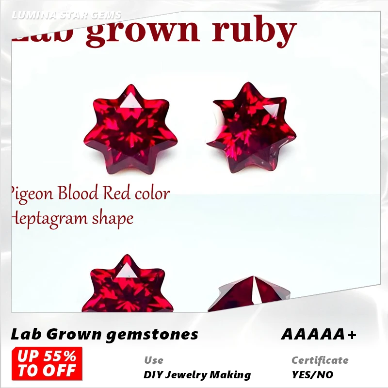 Фото L-Ruby Heptagram Cut VVS1 Выращенный в лаборатории драгоценный камень Голубь Кроваво-красный для DIY Материалы для изготовления ювелирных изделий Сертификат Оптовая продажа с фабрики Pri №2