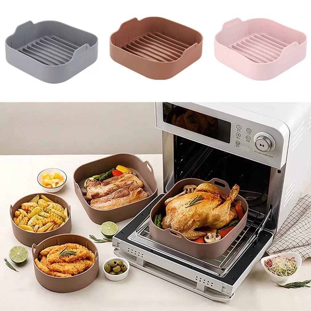 

Fryer Silicone Basket Airfryer Silicone Pot Air Fryer Pot Baking Basket With Handle Microwave Bowl Air Fryer Accessories