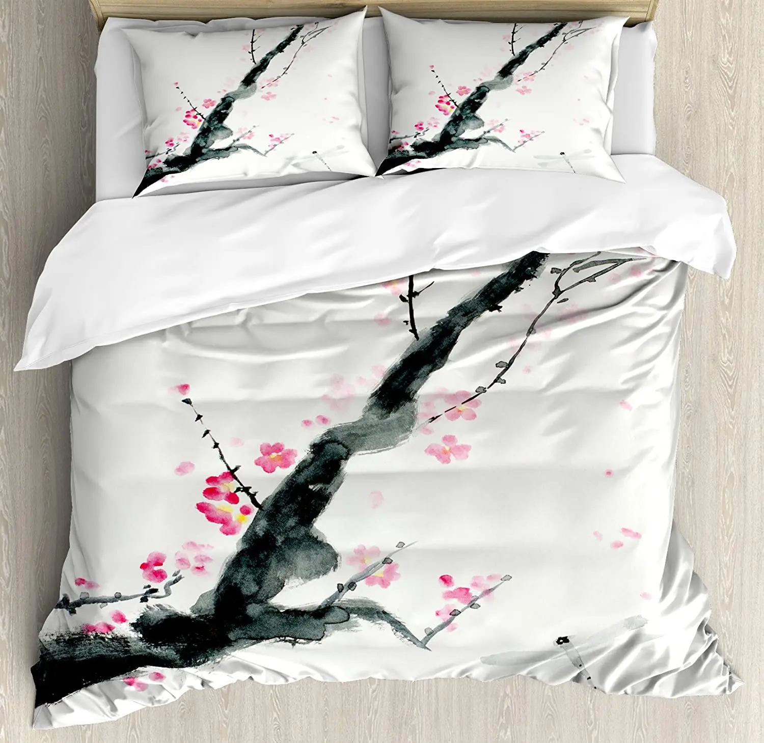 

Dragonfly Bedding Set For Bedroom Bed Home Branch of a Pink Cherry Blossom Sakura Tree Bu Duvet Cover Quilt Cover And Pillowcase
