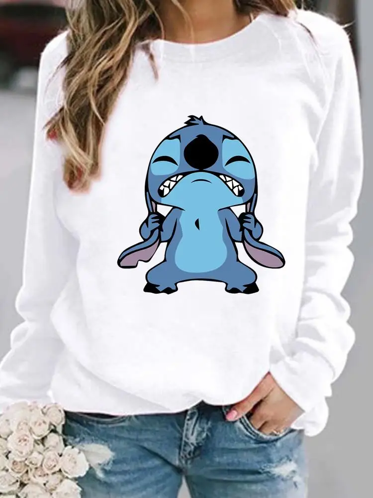 

Women Fashion Holiday Lady Autumn Spring Long Sleeve Print Lovely Face Trend Cartoon Holiday Pullovers Female Graphic Sweatshirt