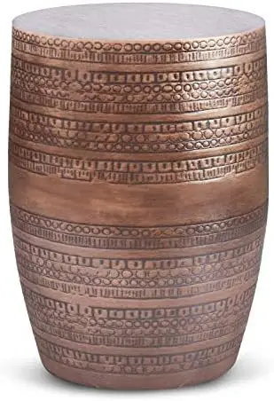 

Boho 15 Inch Wide Metal Large Accent Side Table in Antique Copper, Fully Assembled, For the Living Room and Bedroom