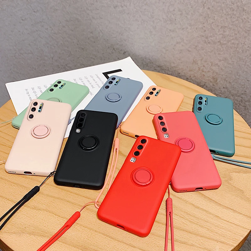 Luxury Magnetic Silicone Case For Huawei P30 P20 Pro P30Pro P20Pro P40 Nova 5T Mate Honor 20 Cover With Ring Holder Stand P 30 A