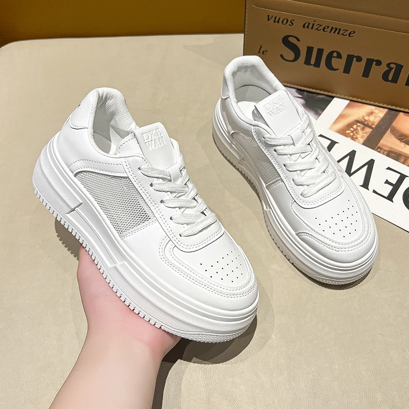 

DOGHC 2022 Ins Women Sneakers Real Leather Fashion Flats Shoes Woman Cross Strap Casual Daily Spring Lady Footwear Size 35-40