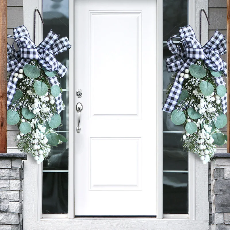 

2023 рождественские подвесные палочки, венок на переднюю дверь, ягоды, снежинки, украшения для сосны, новогодние и рождественские украшения для дома