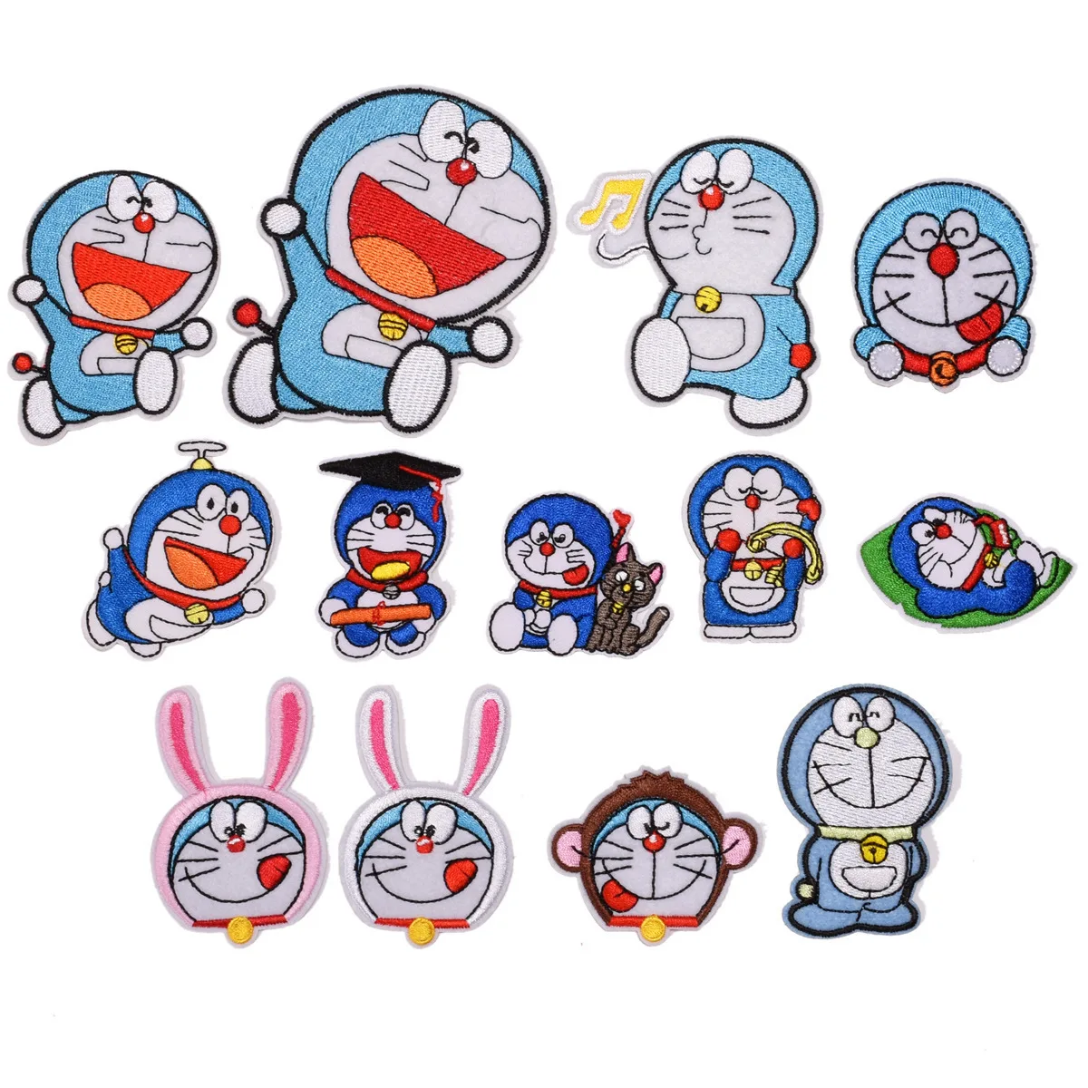 

13Pcs/lot Cartoon Patches Doraemon Movie Stars Ironing Embroidered Patches For on Clothes Hat Jeans Sticker Patch DIY Applique