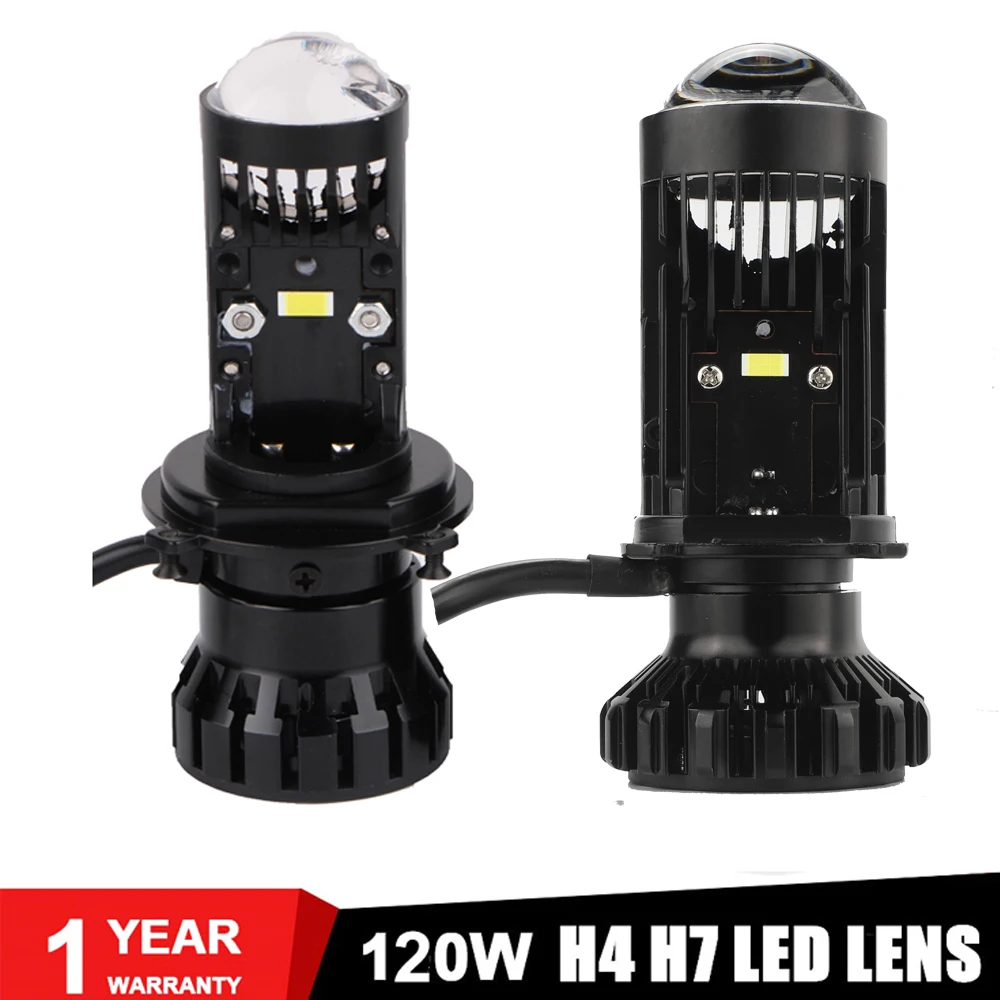 

T4 H7 LED Mini Lens H4 LED T2 Projector Lenses 120W 6000K White High Low Beam H7 Car Headlight Bulbs Turbo Headlamp Auto Light