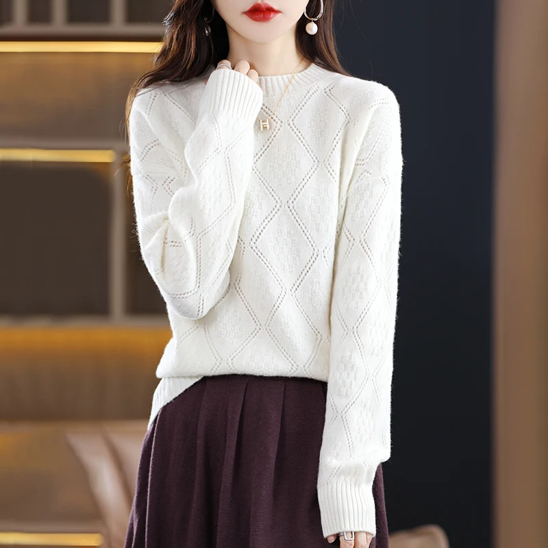 

pure wool cashmere sweater 2022 autumn and winter women's O-neck pullover casual knitted top Korean fashion sweater