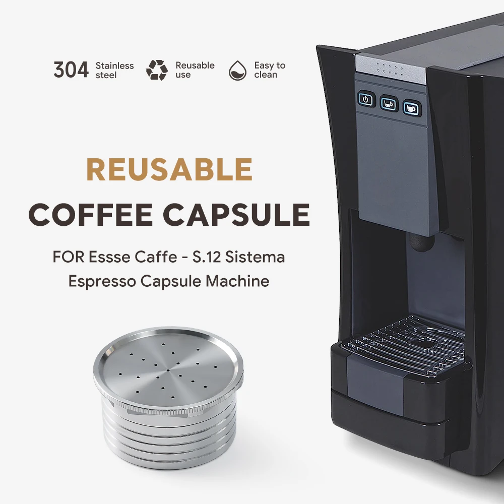

icafilas FOR Essse Caffe-S.12 System Espresso Capsule Machine Rich in Cream Reusable Coffee Capsule 304 Stainless steel