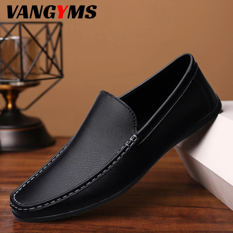 

Men's Loafers Soft Sole Men's Flat Shoes Leather Driving Shoes Walking Slip-On Casual Shoes Mężczyźni Na Co Dzień Buty