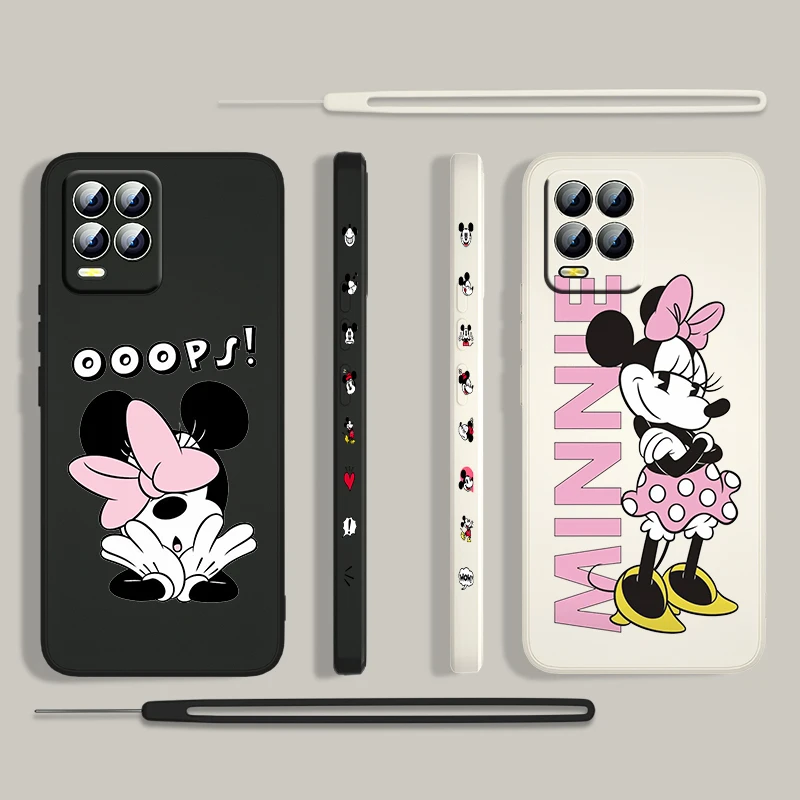 

Minnie Mickey Mouse Cute For OPPO Realme 50i 50A 9i 8 Pro Find X3 Lite GT Master A9 2020 Liquid Left Rope Phone Case Capa Cover