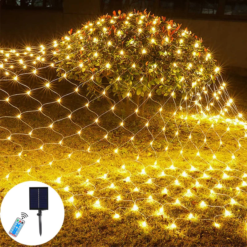 

1.5x1.5/2x3M Solar Net Mesh Light Christmas Window Curtain String Light Outdoor Fairy Light Garland for Christmas Holiday Decor