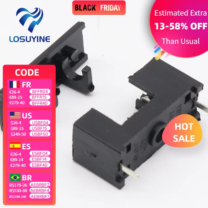 

10 шт., стеклянные держатели предохранителей LOSUYINE 5*20