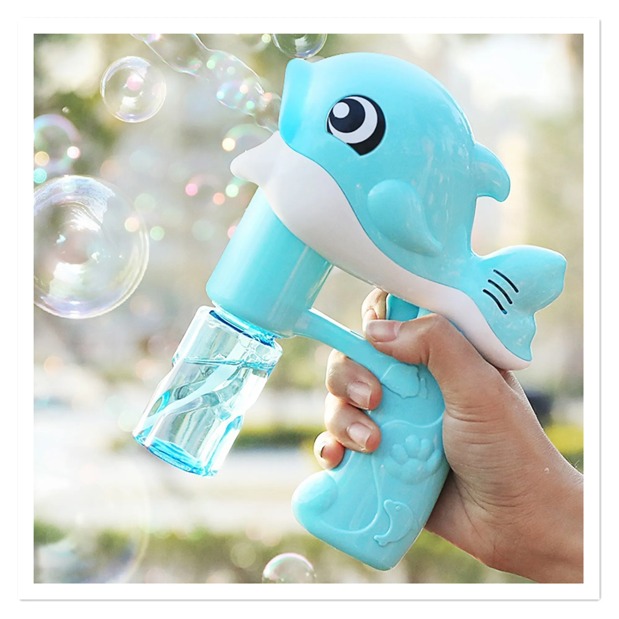 

Wholesale of liquid-free bubble machine at night market stalls Flash toy children outdoor electric full-automatic dolphin bubble
