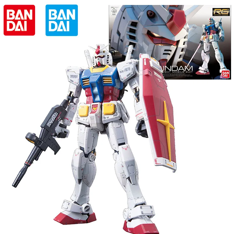 

Original Bandai Gundam Action Figure 1/144 RG 01 RX-78-2 Anime Figure Assemble Model Robot Boys Toys for Children Birthday Gift