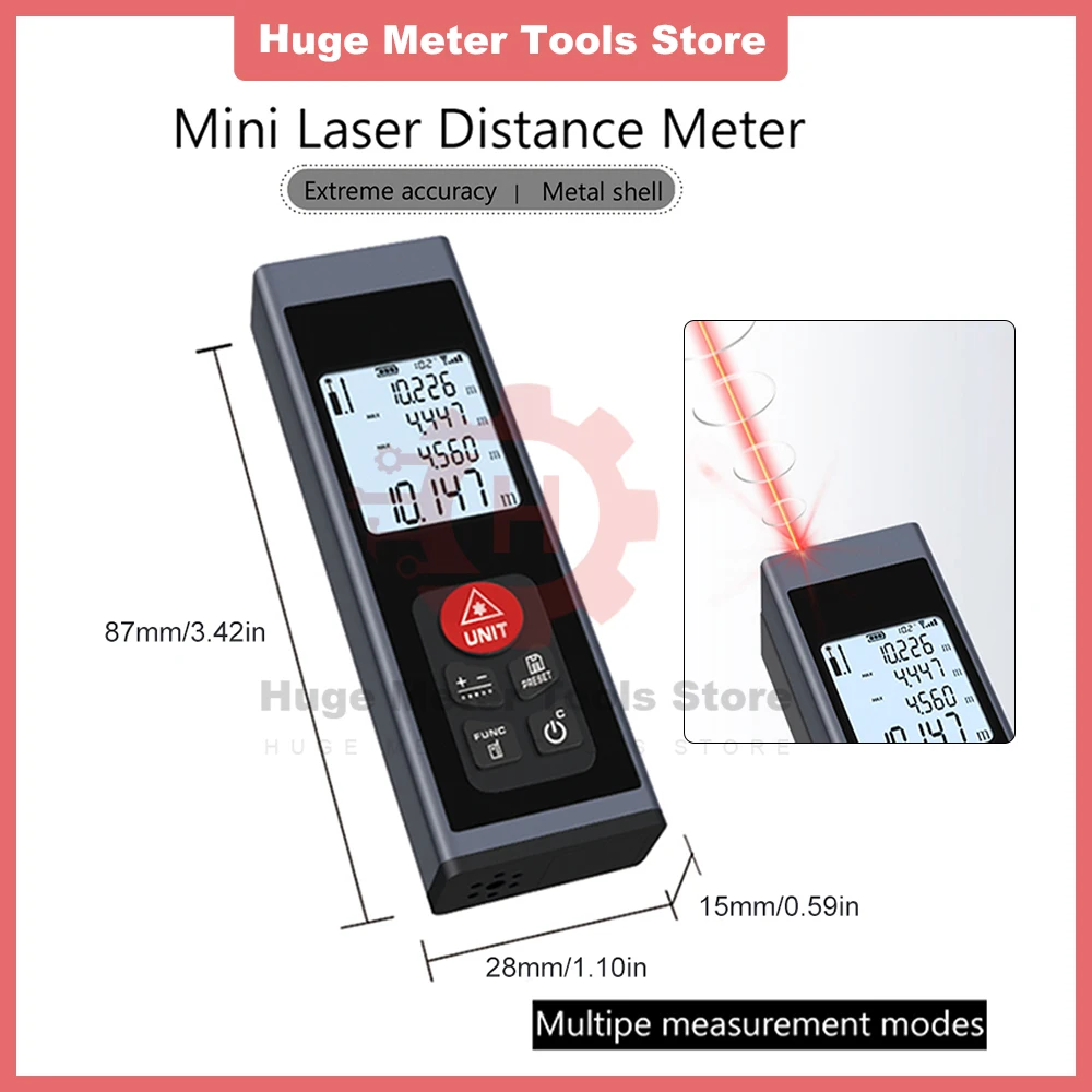 

Mini USB Charging Digital Laser Distance Meter 40M 60M 80M 100M Handheld Rangefinder Laser Range Finder Measuring Tool