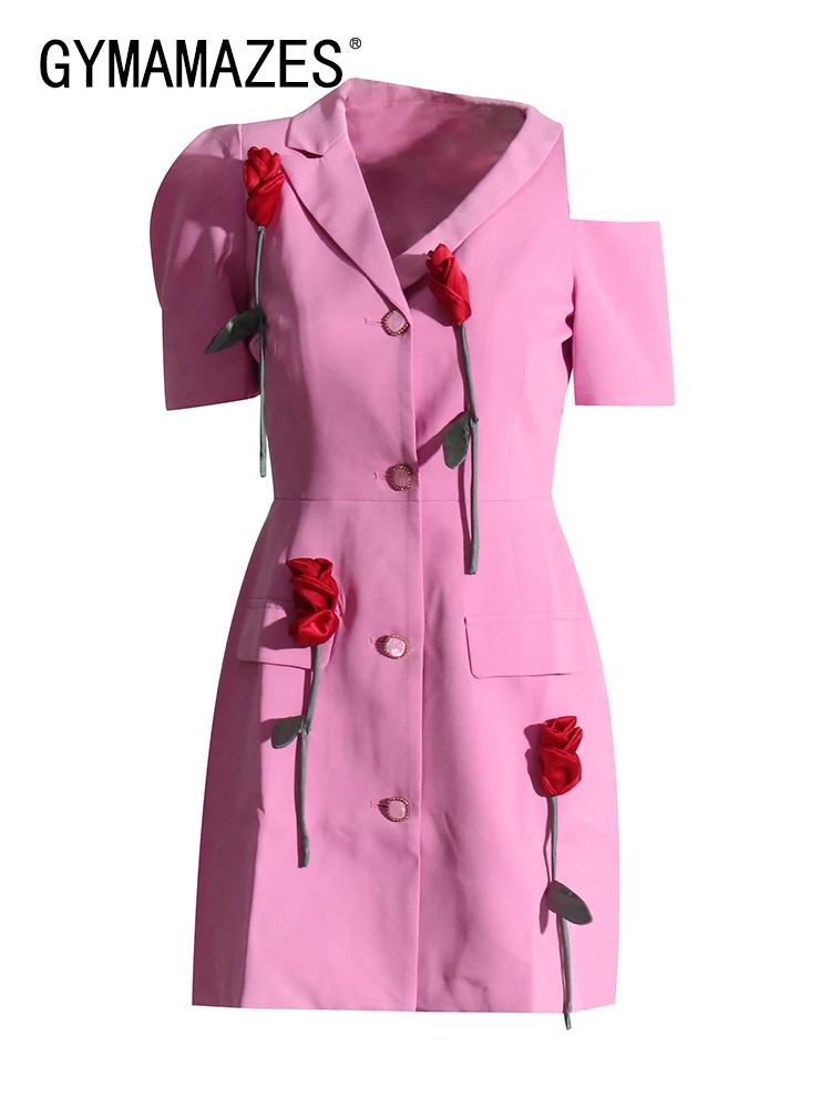 

Женское платье с коротким рукавом, V-образным вырезом и аппликацией